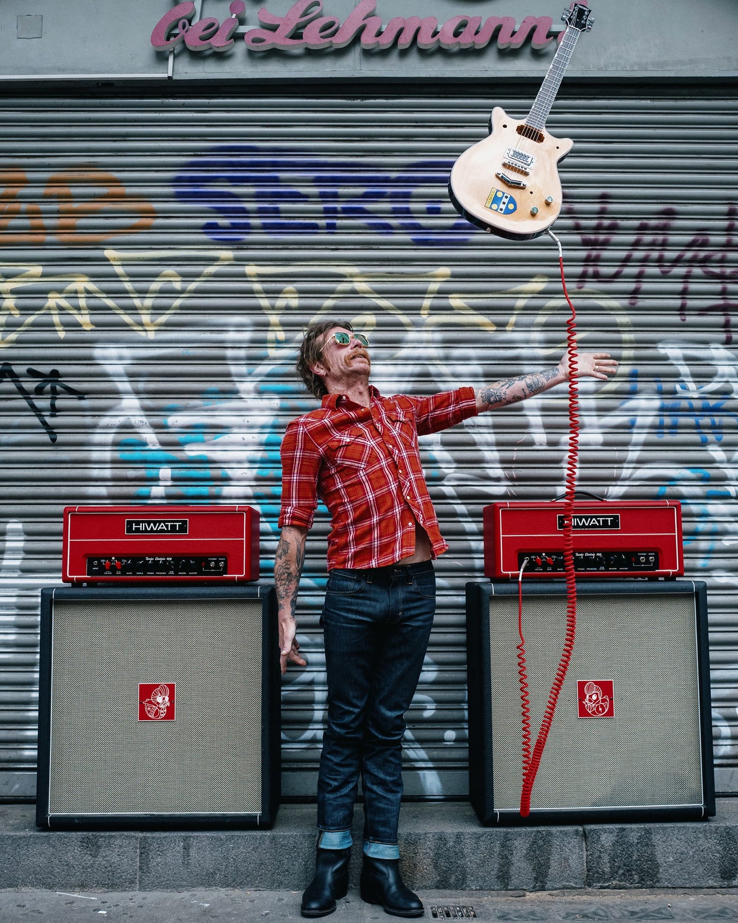 Hiwatt Boots Electric 100 Guitar amplifier head made for Jesse Hughes - Red tolex