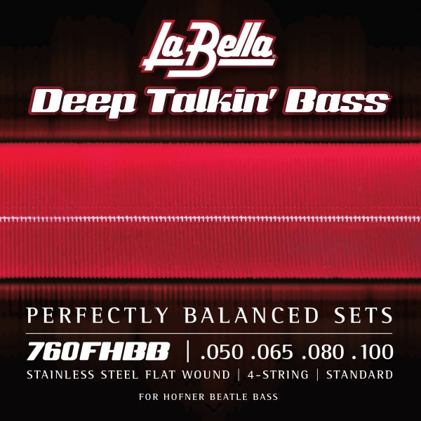 La Bella Deep Talkin' Bass Stainless Steel Flat Wound Electric Bass Strings 50-100 Gauge - For Höfner Beatle Bass - 760FHBB