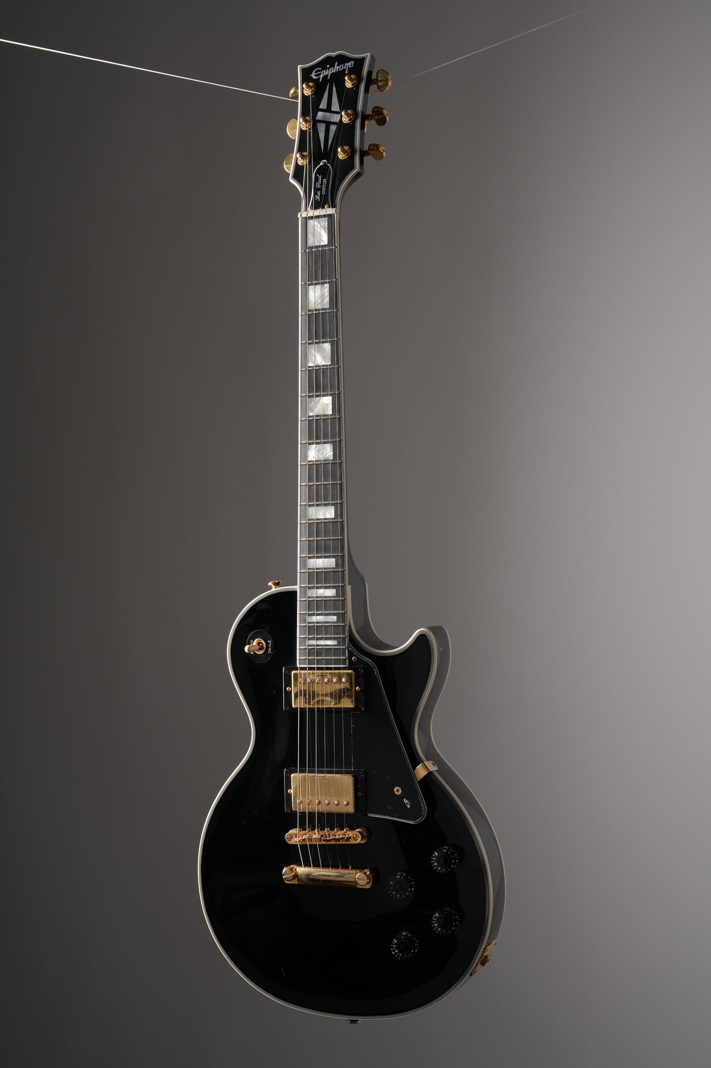 Epiphone "Inspired by Gibson Custom Shop" Les Paul Custom Electric Guitar - Ebony, w/ OHSC
