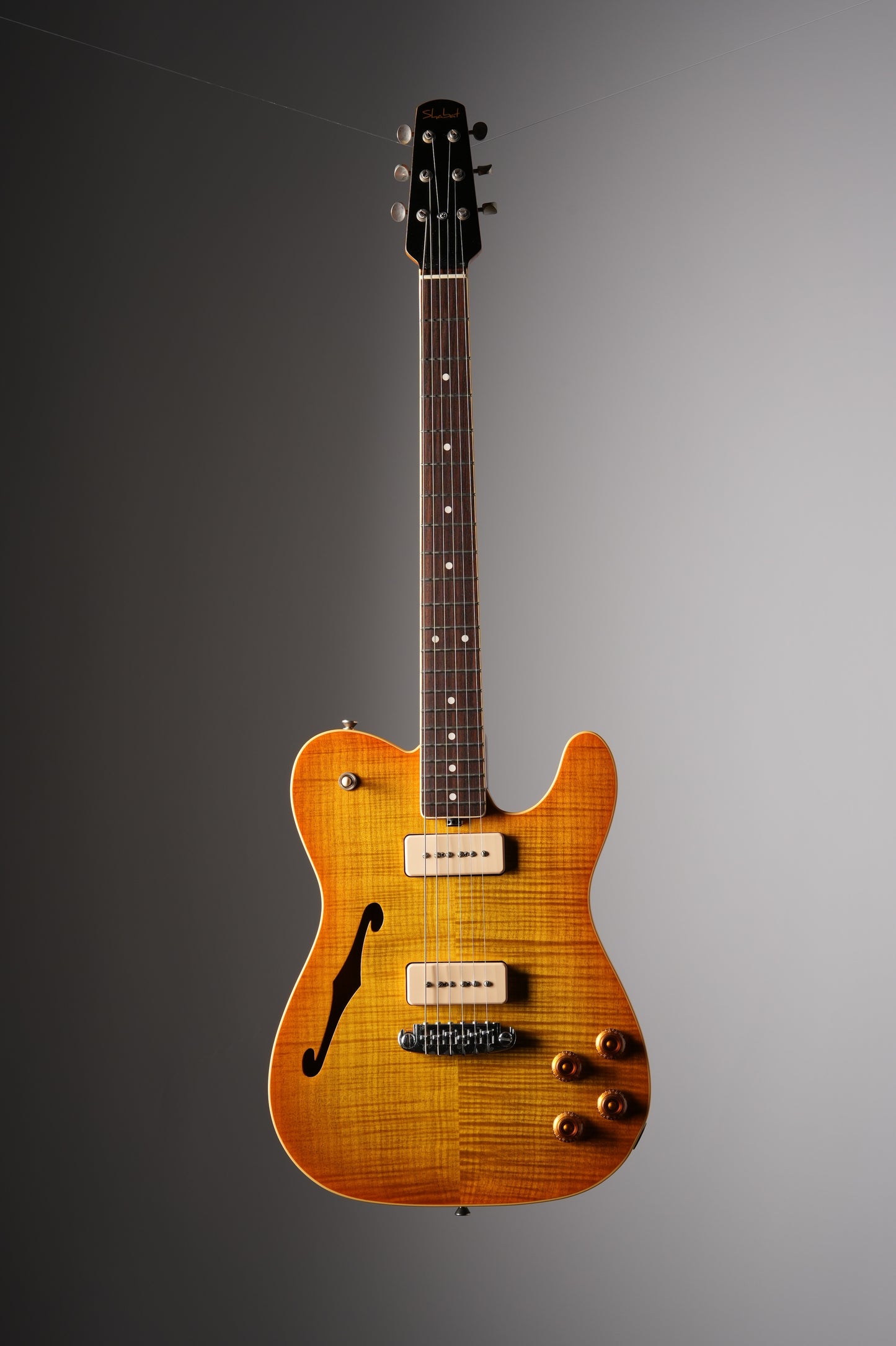 Shabat ThinLion Flame Top Electric Guitar - Sunburst, w/ OHSC