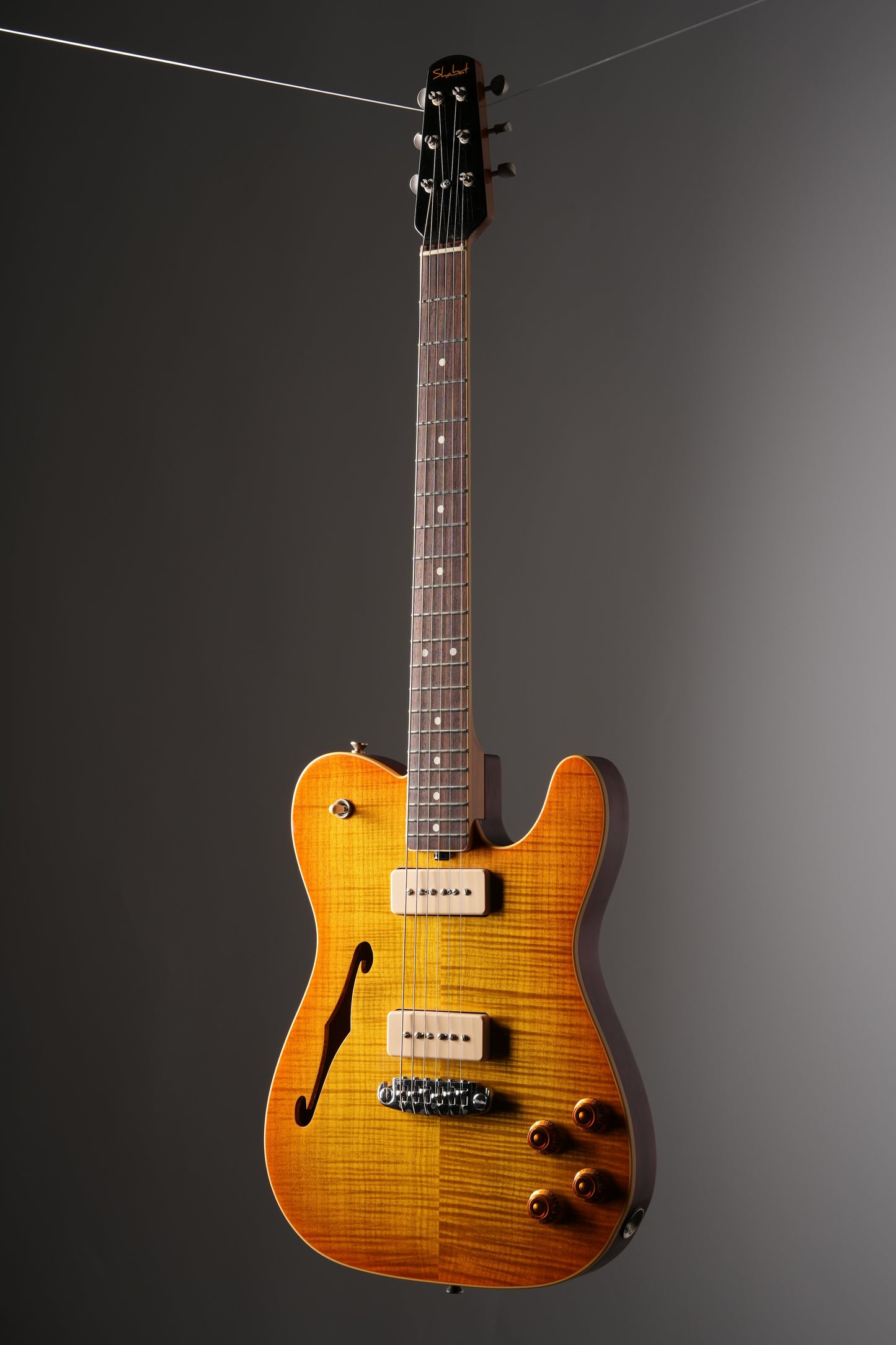 Shabat ThinLion Flame Top Electric Guitar - Sunburst, w/ OHSC