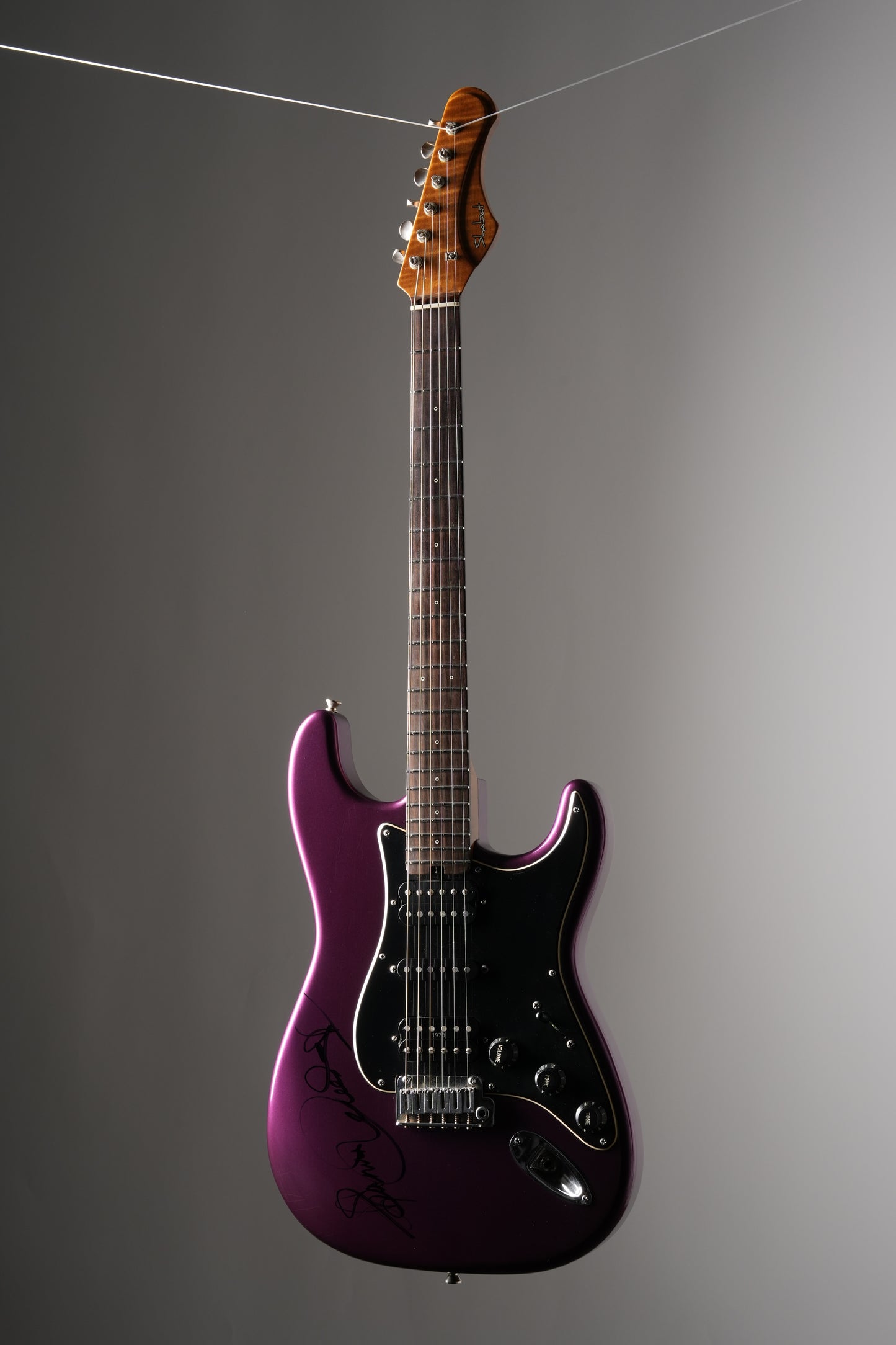 Shabat Lynx HSH Super Strat Electric Guitar - Purple, w/ OHSC (signed by Shannon Tweed, Gene Simmons’ wife)