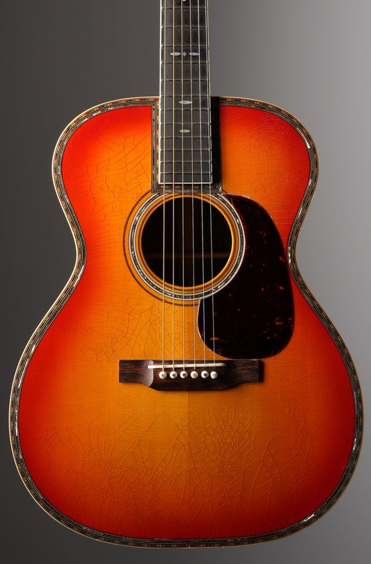 Joel Whitehead OM-45 Acoustic Guitar - Relic'd Cherry Sunburst, incl. OHSC