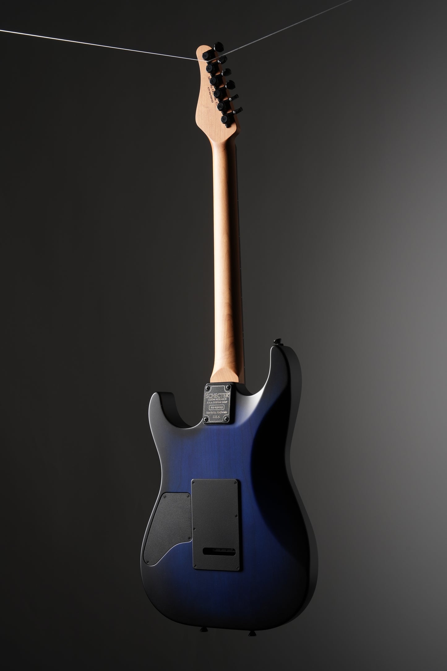 Schecter USA Custom Shop Sunset Custom II Electric Guitar in Ocean Blue Burst Burl