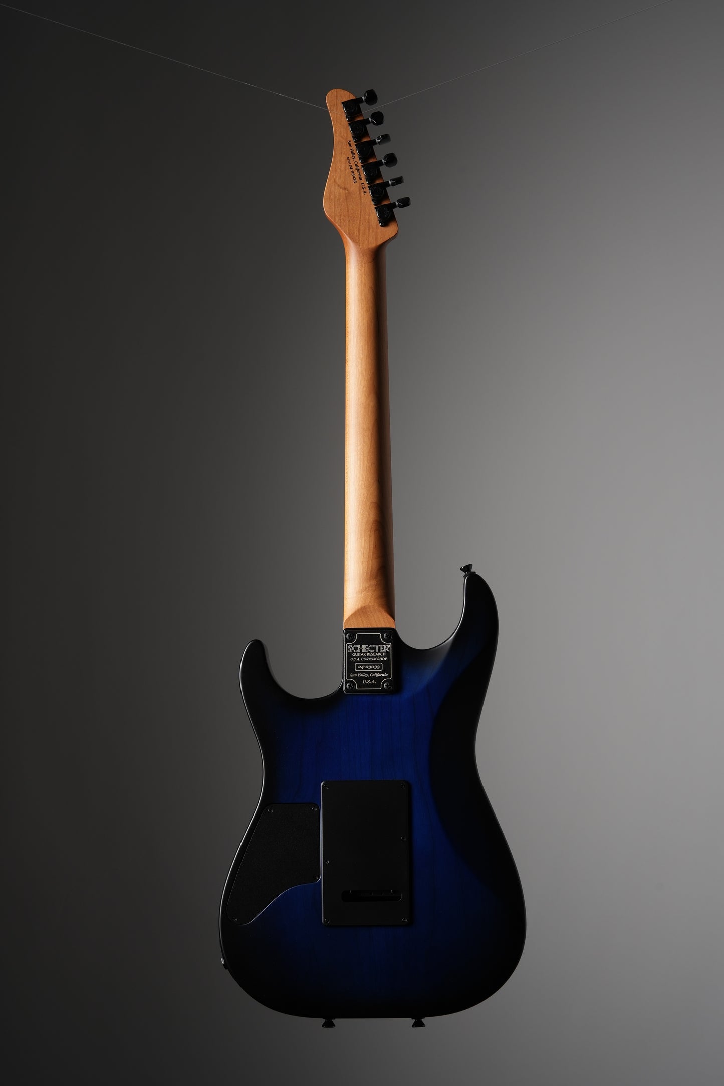 Schecter USA Custom Shop Sunset Custom II Electric Guitar in Ocean Blue Burst Burl