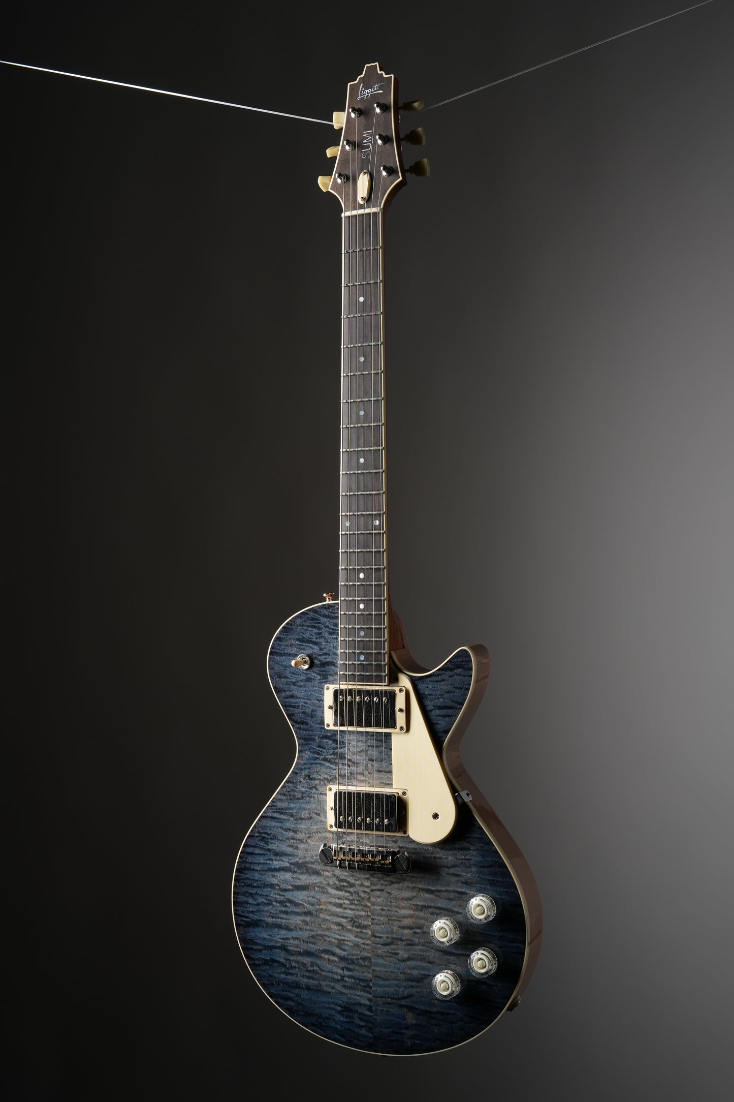 Liggett Guitars Sumi Electric Guitar - Flame Maple Top Bahama Blue, w/ OHSC