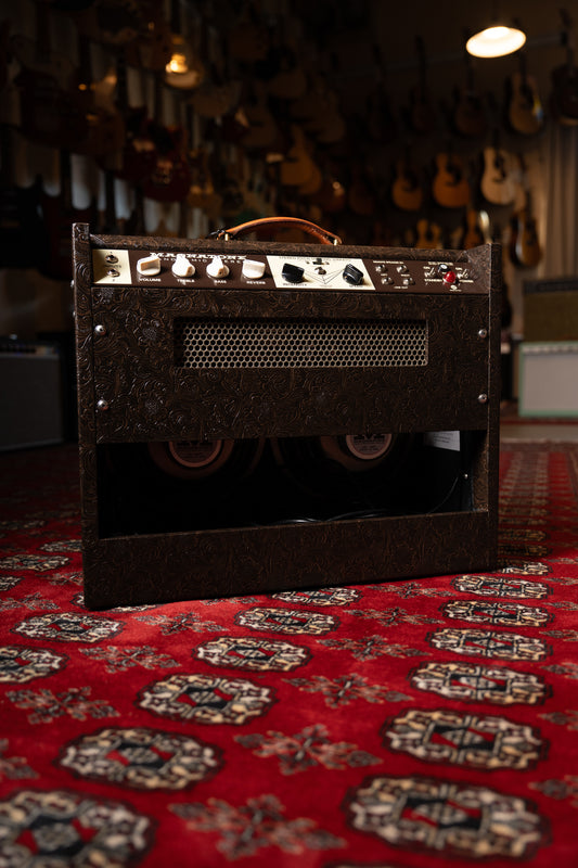 Magnatone Panoramic Stereo 12w + 12w 2x10" Tube Guitar Amp Combo - Malibu Music Exclusive Brown Western Tolex w/ Gold Grille