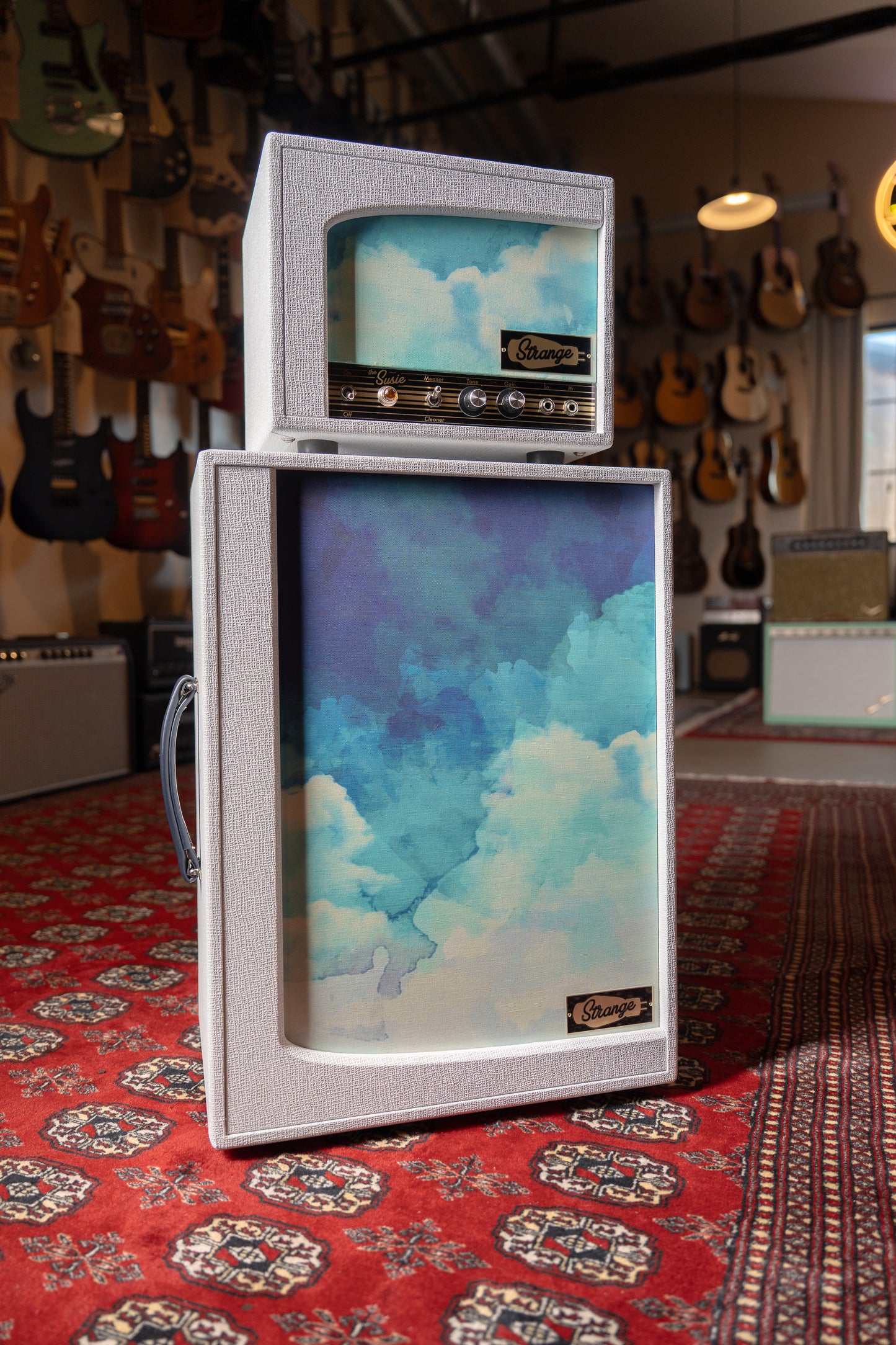 Strange Audio Electronics The Susie 5w Tube Guitar Amp Head w/ 2x10" Cab - White Tolex w/ Hand-painted Clouds Grille