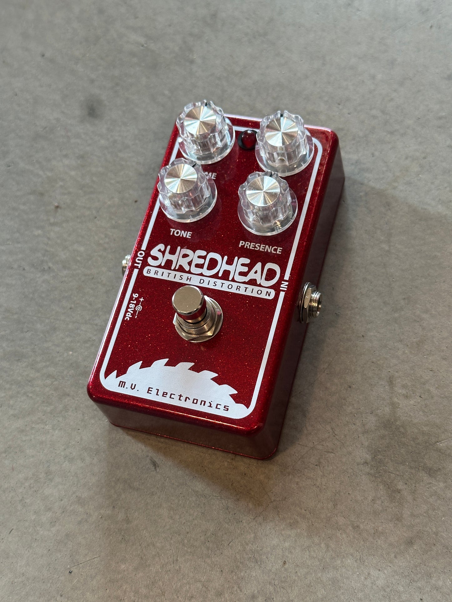M. V. Electronics Shredhead British Distortion Pedal - Red