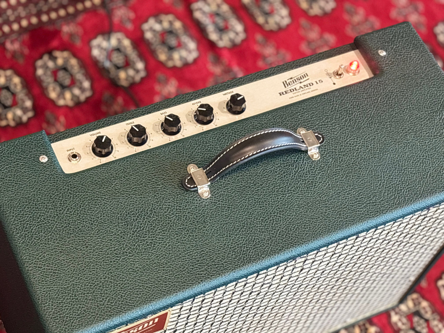 Benson Redland 15w-.5w 1x12" Combo Tube Guitar Amplifier - Green Tolex, Checkered Grille