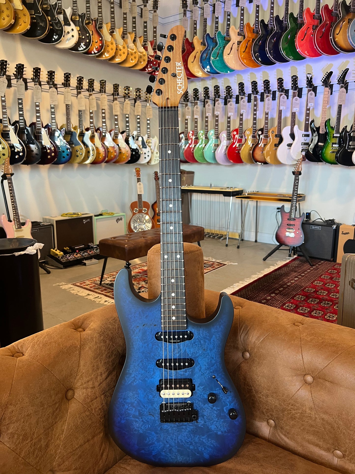 Schecter Sunset Custom II Ocean Blue Burl