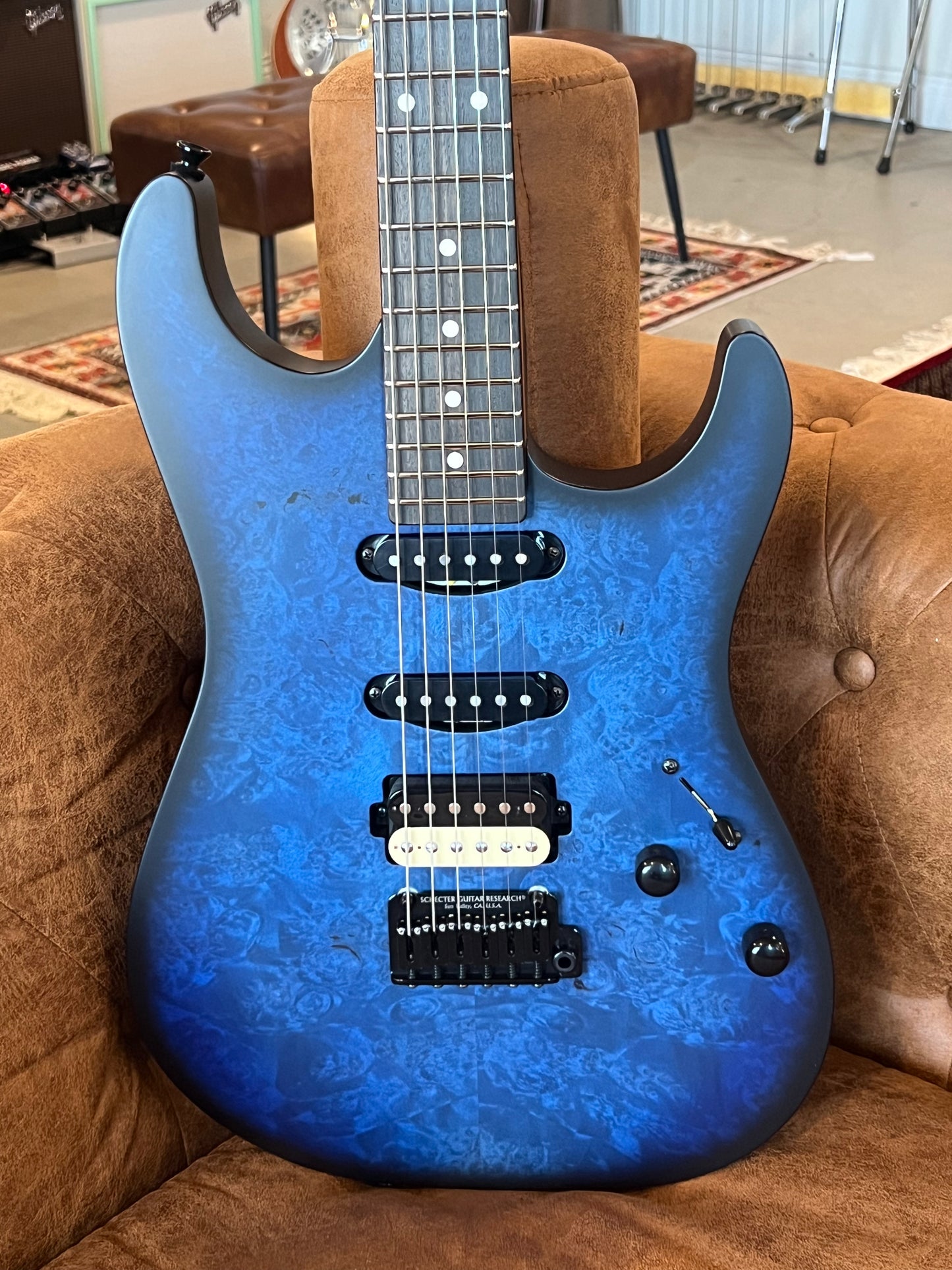 Schecter Sunset Custom II Ocean Blue Burl