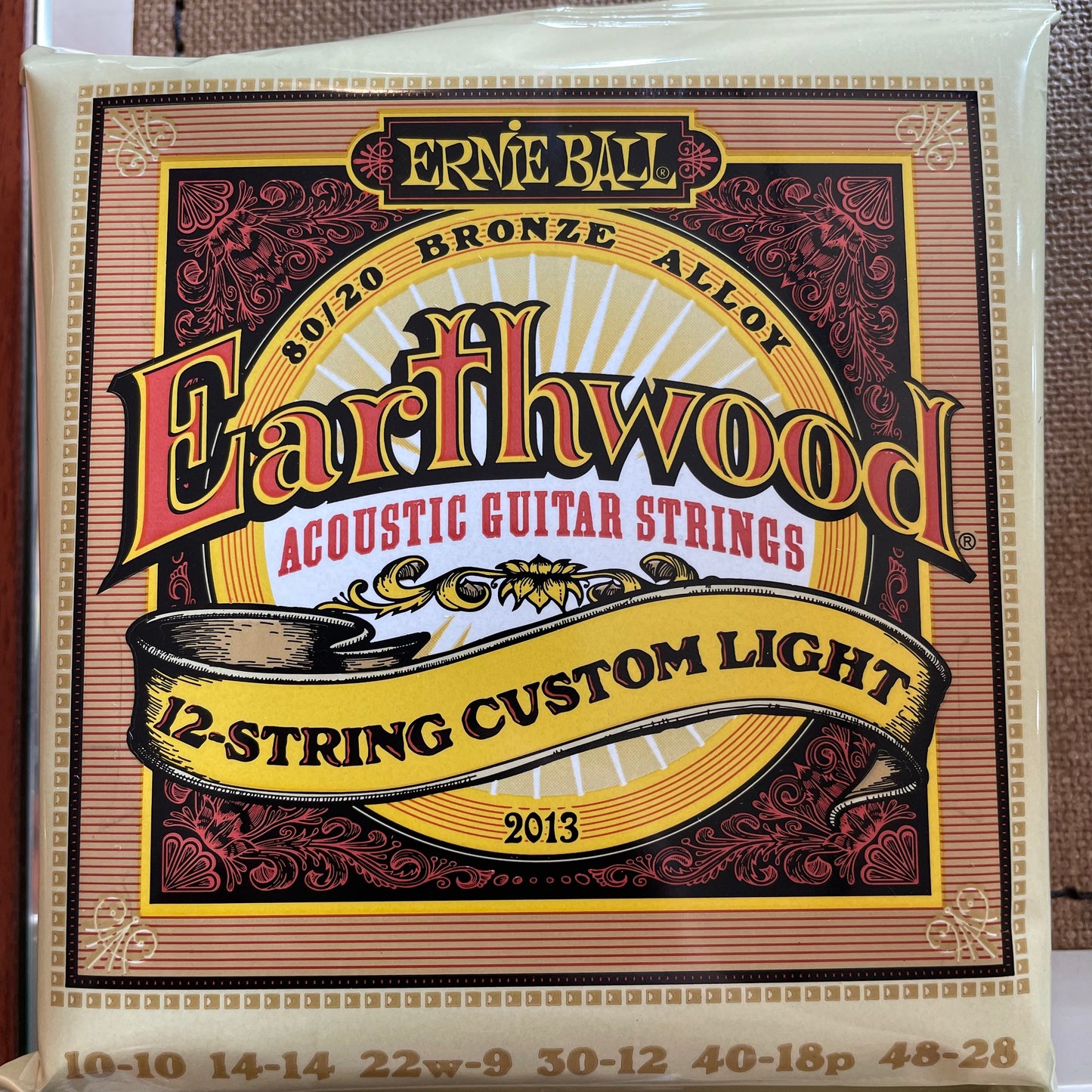Ernie Ball Custom Light Earthwood 80/20 Bronze 12-String Acoustic Guitar Strings 10-48 Gauge