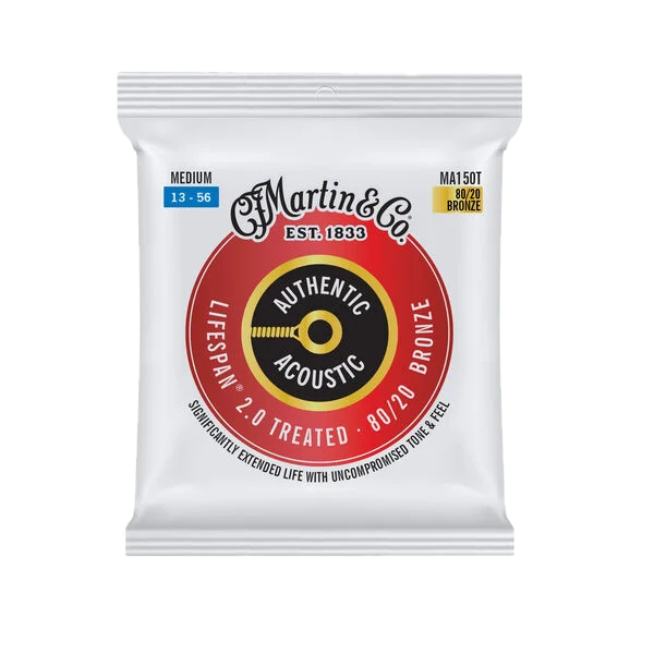 Martin MA150T .013-.056 Authentic Acoustic Lifespan 2.0 Treated 80/20 Bronze Guitar Strings - Medium