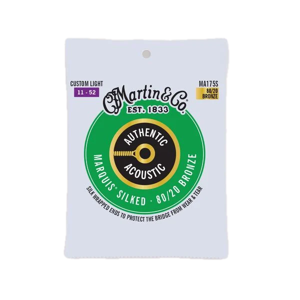 Martin MA175S .011-.052 Authentic Acoustic Marquis Silked 80/20 Bronze Guitar Strings - Custom Light