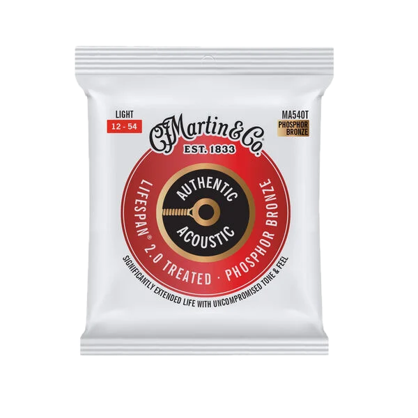 Martin MA540T .012-.054 Authentic Acoustic Lifespan 2.0 Treated 92/8 Phosphor Bronze Guitar Strings - Light