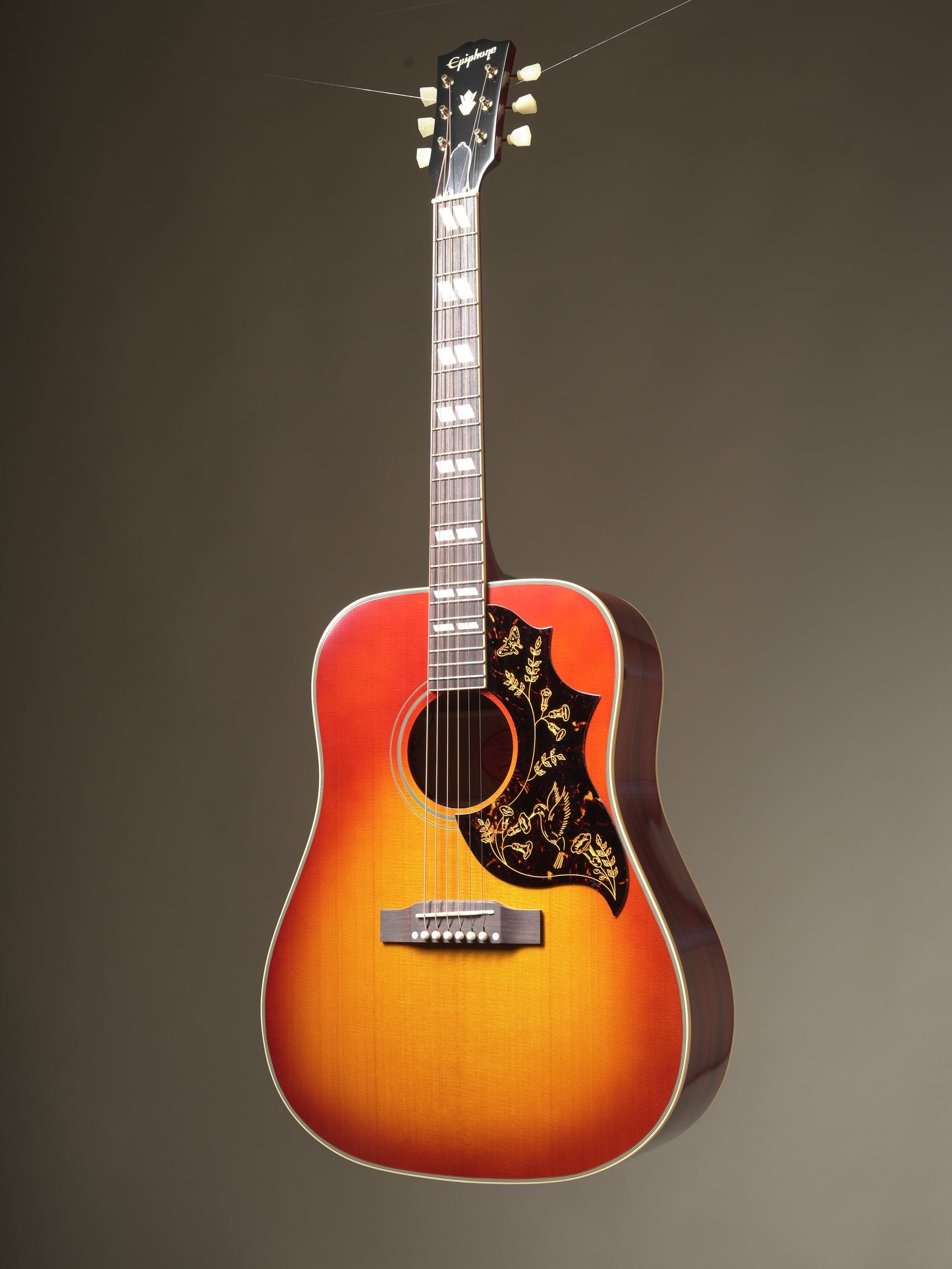 Epiphone "Inspired by Gibson Custom" 1960 Hummingbird Reissue acoustic electric guitar - Cherry Sunburst incl. OHSC