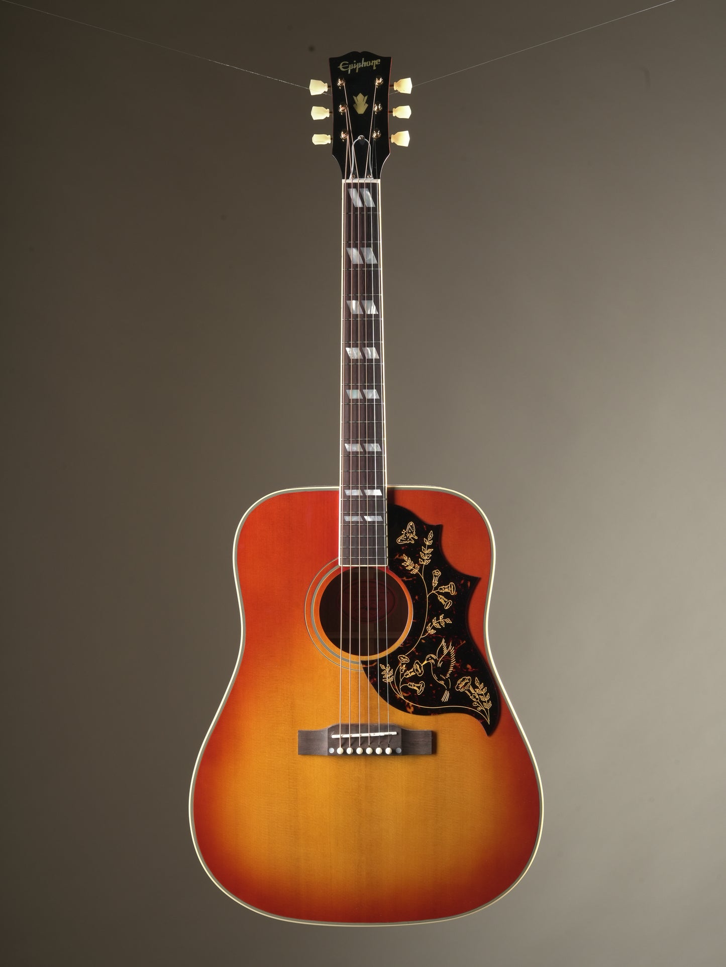 Epiphone "Inspired by Gibson Custom" 1960 Hummingbird Reissue acoustic electric guitar - Cherry Sunburst incl. OHSC