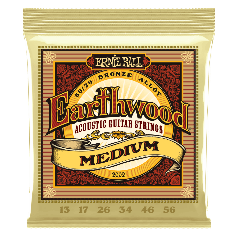 Ernie Ball Medium Earthwood 80/20 Bronze Acoustic Guitar Strings 13-56 Gauge - 2002