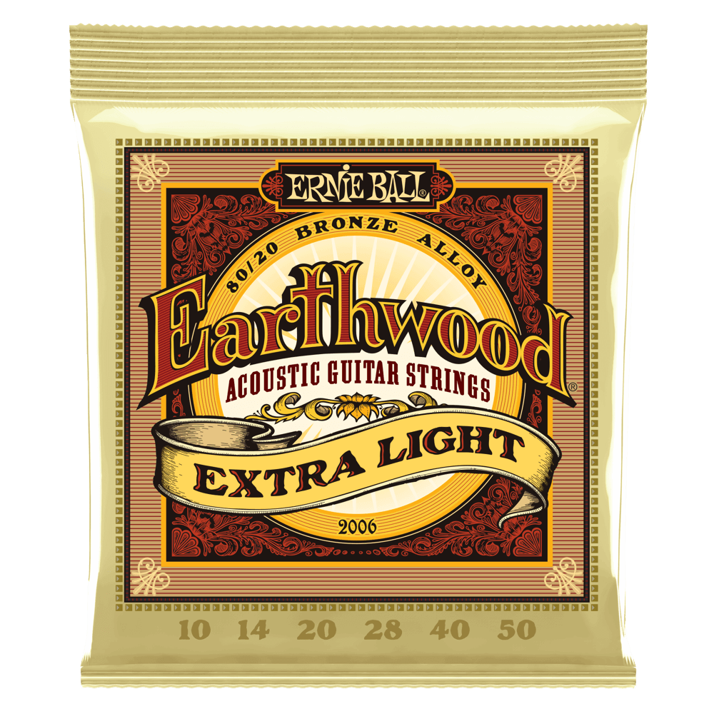Ernie Ball Extra Light Earthwood 80/20 Bronze Acoustic Guitar Strings 10-50 Gauge - 2006