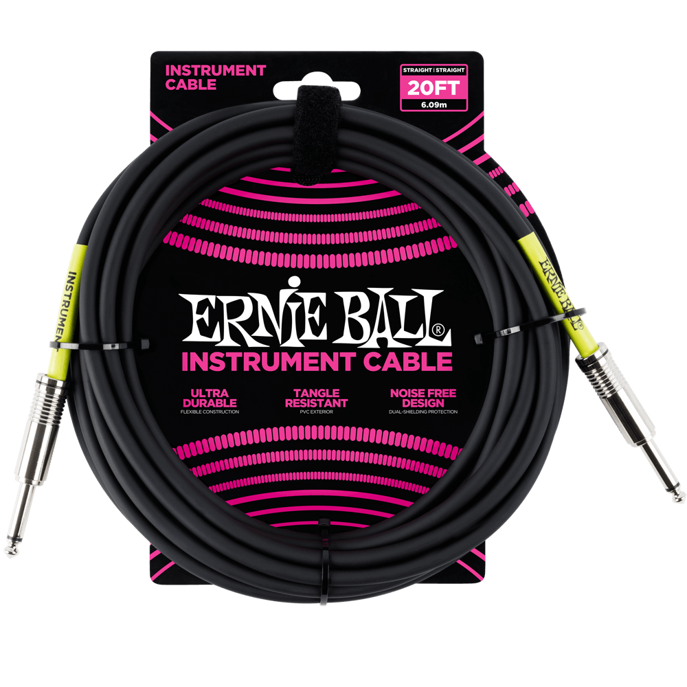 Ernie Ball Classic Instrument Cable Straight/Straight 20 feet - Black