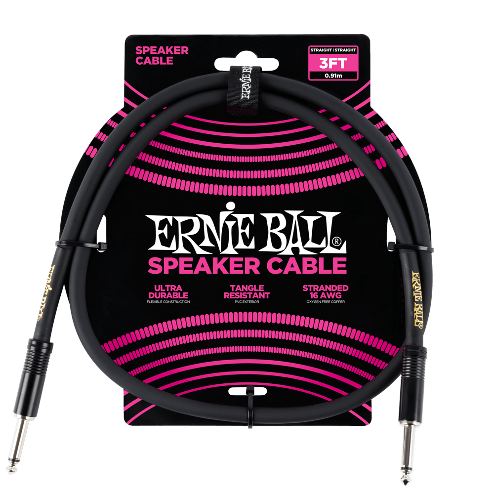 Ernie Ball Speaker Cable Straight/Straight 3ft - Black