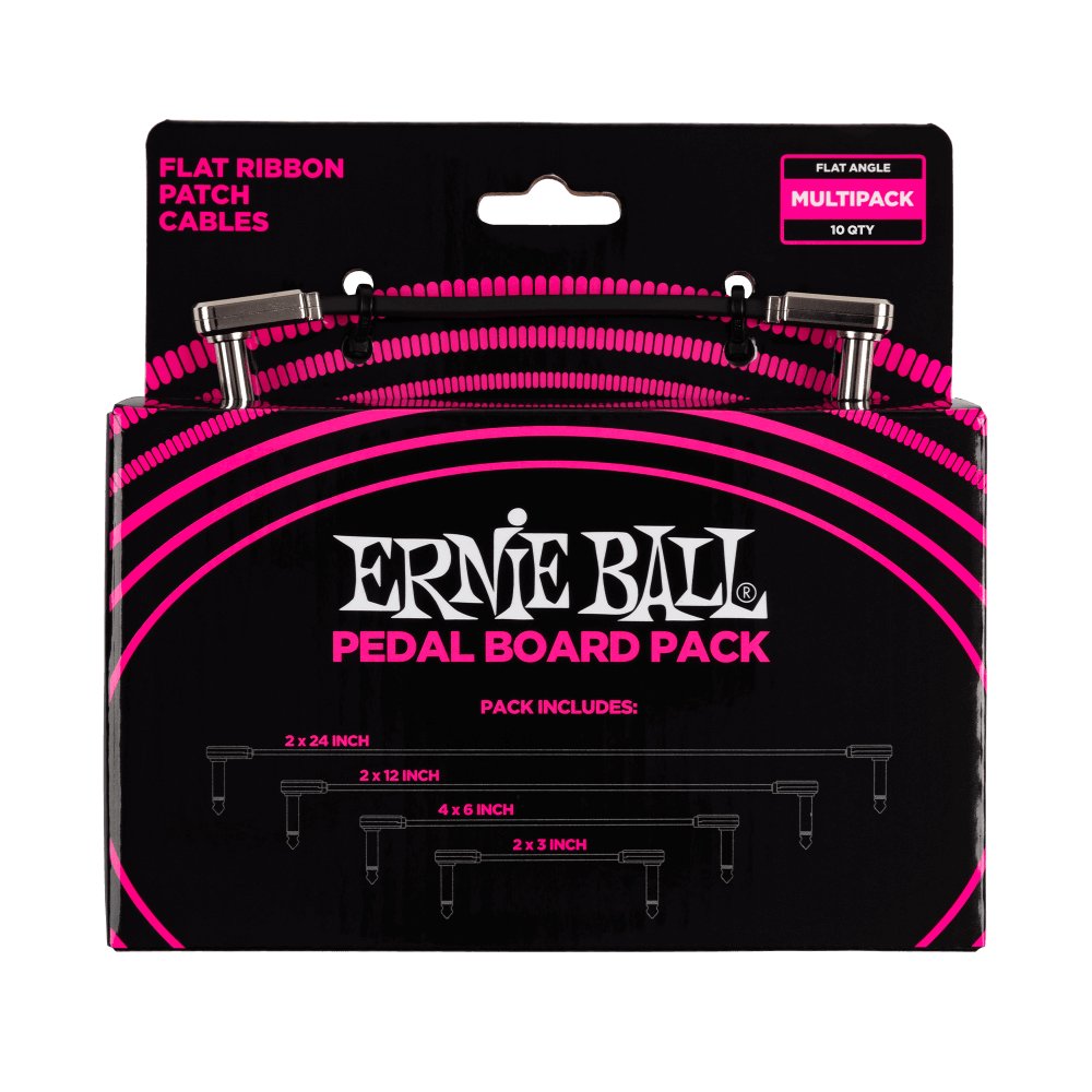 Ernie Ball Flat Ribbon Patch Cables Pedalboard Multi-pack (Black)
