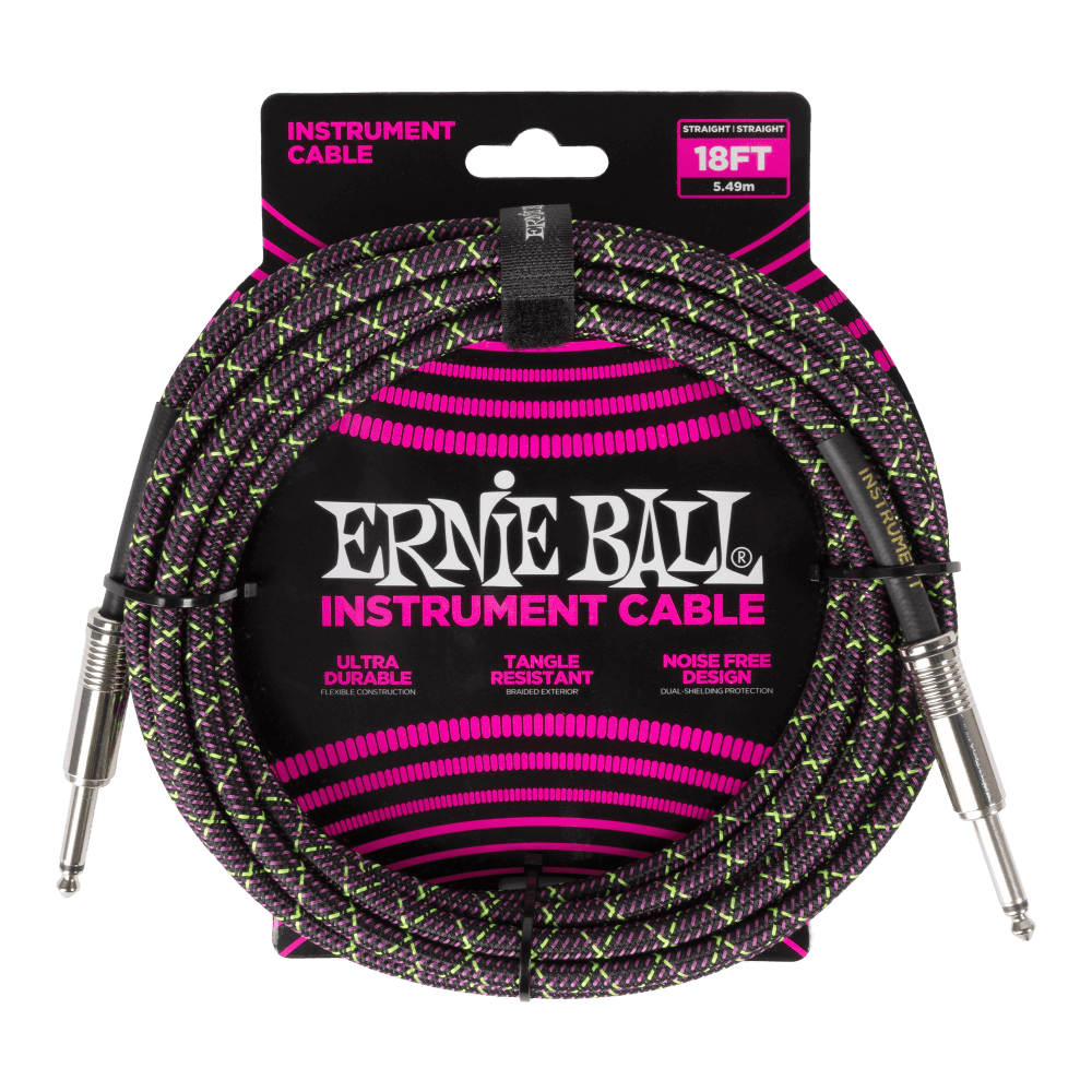 Ernie Ball Braided Instrument Cable Straight/Straight 18 Feet - Purple Python