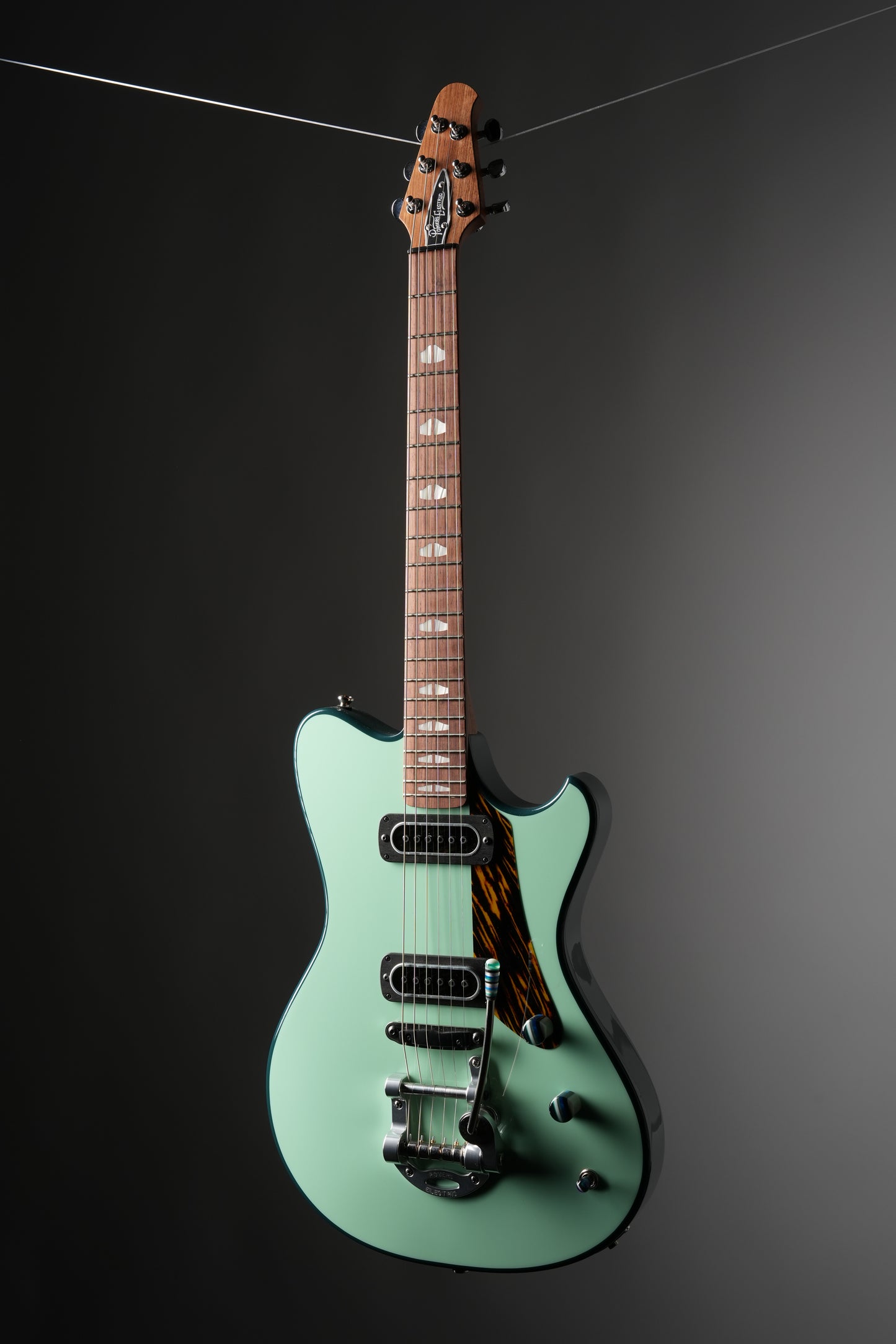 Powers Electric Limited Edition A-Type PF42 Hollowbody Electric Guitar - Two-Tone Mint/Fjord Green, w/ OHSC