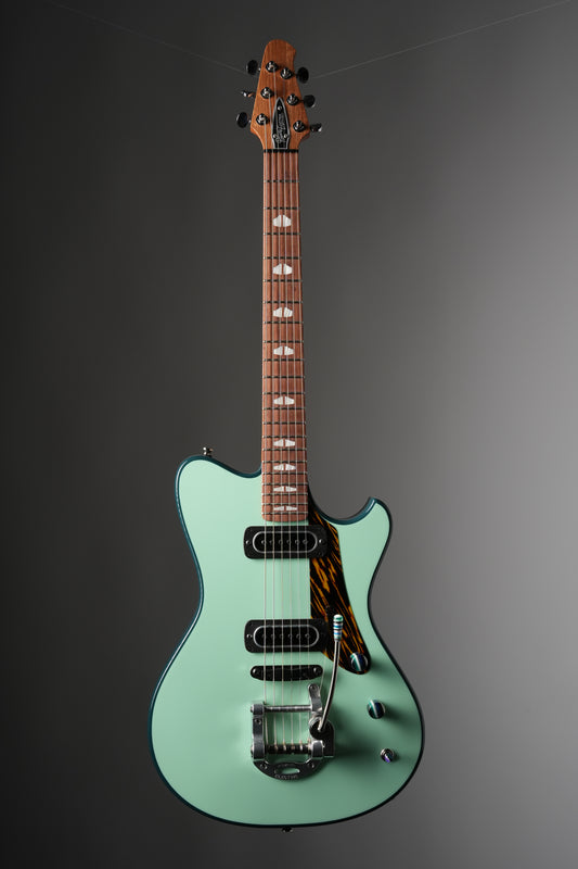 Powers Electric Limited Edition A-Type PF42 Hollowbody Electric Guitar - Two-Tone Mint/Fjord Green, w/ OHSC