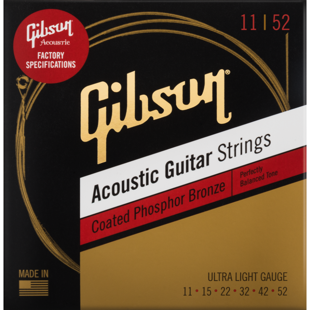 GIBSON Coated Phosphor Bronze Acoustic Guitar Strings Ultra Light Gauge (11-52)