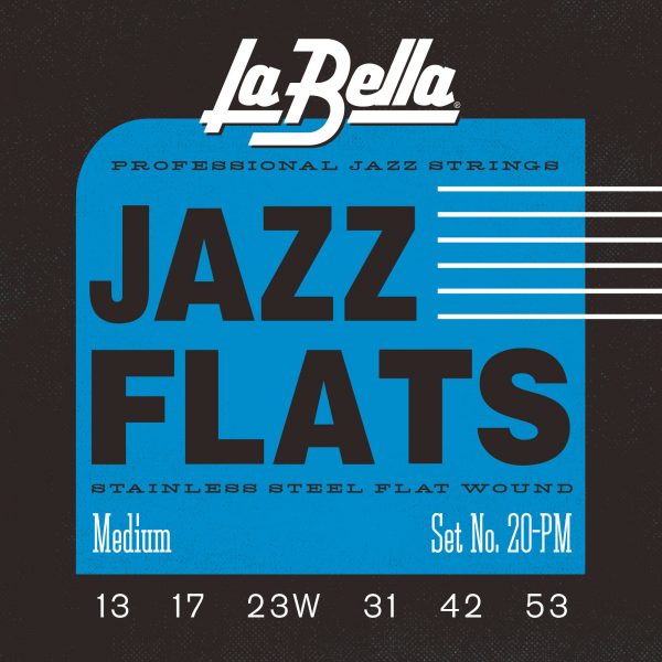 La Bella 20-PM Medium Stainless Steel Jazz Flats Electric Guitar Strings - .013-.053
