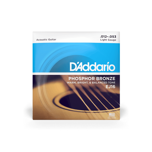 D'Addario EJ16 12- 53 Phosphor Bronze Light Acoustic Guitar Strings