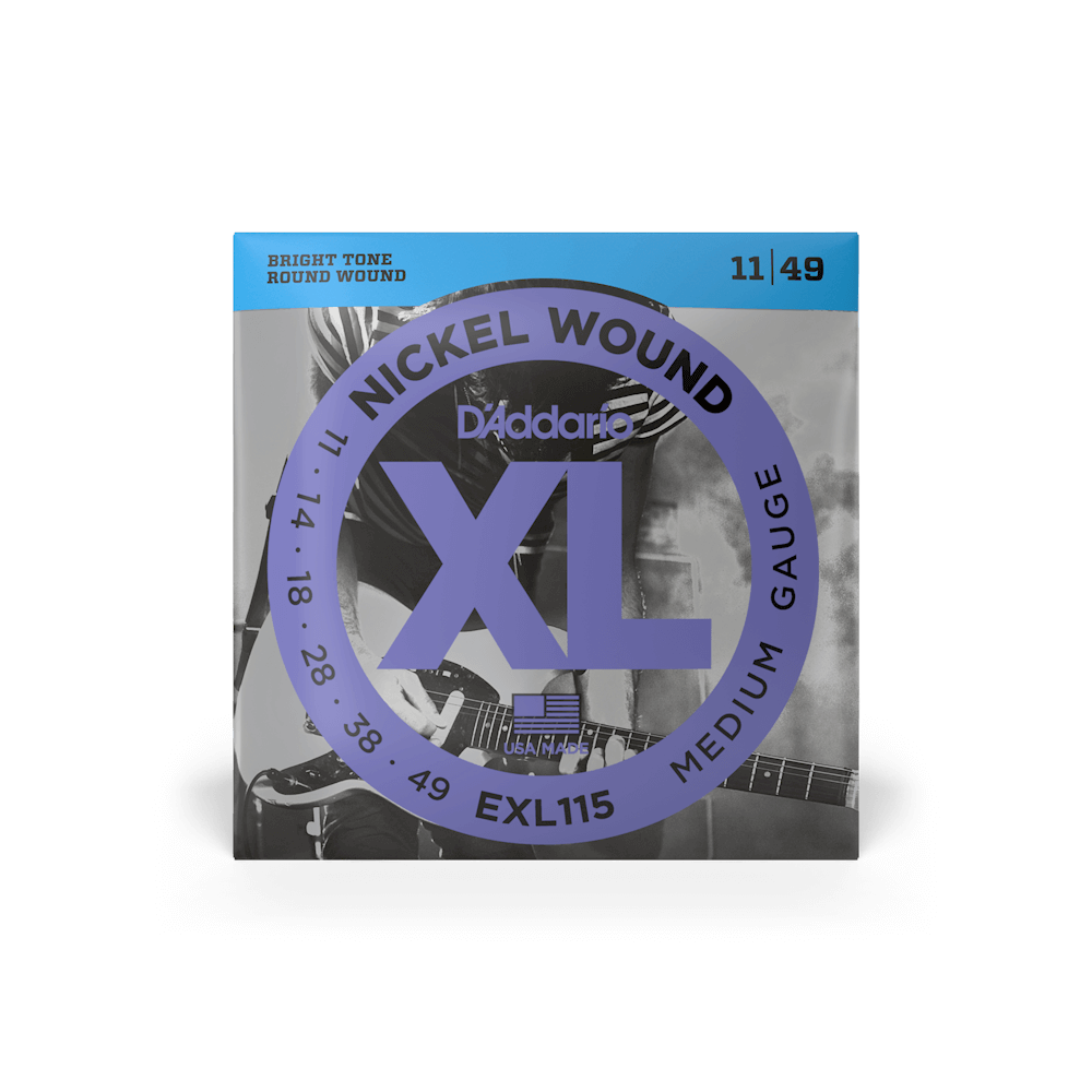 D'Addario Nickel Wound 11-49 Medium Electric Guitar Strings - EXL115