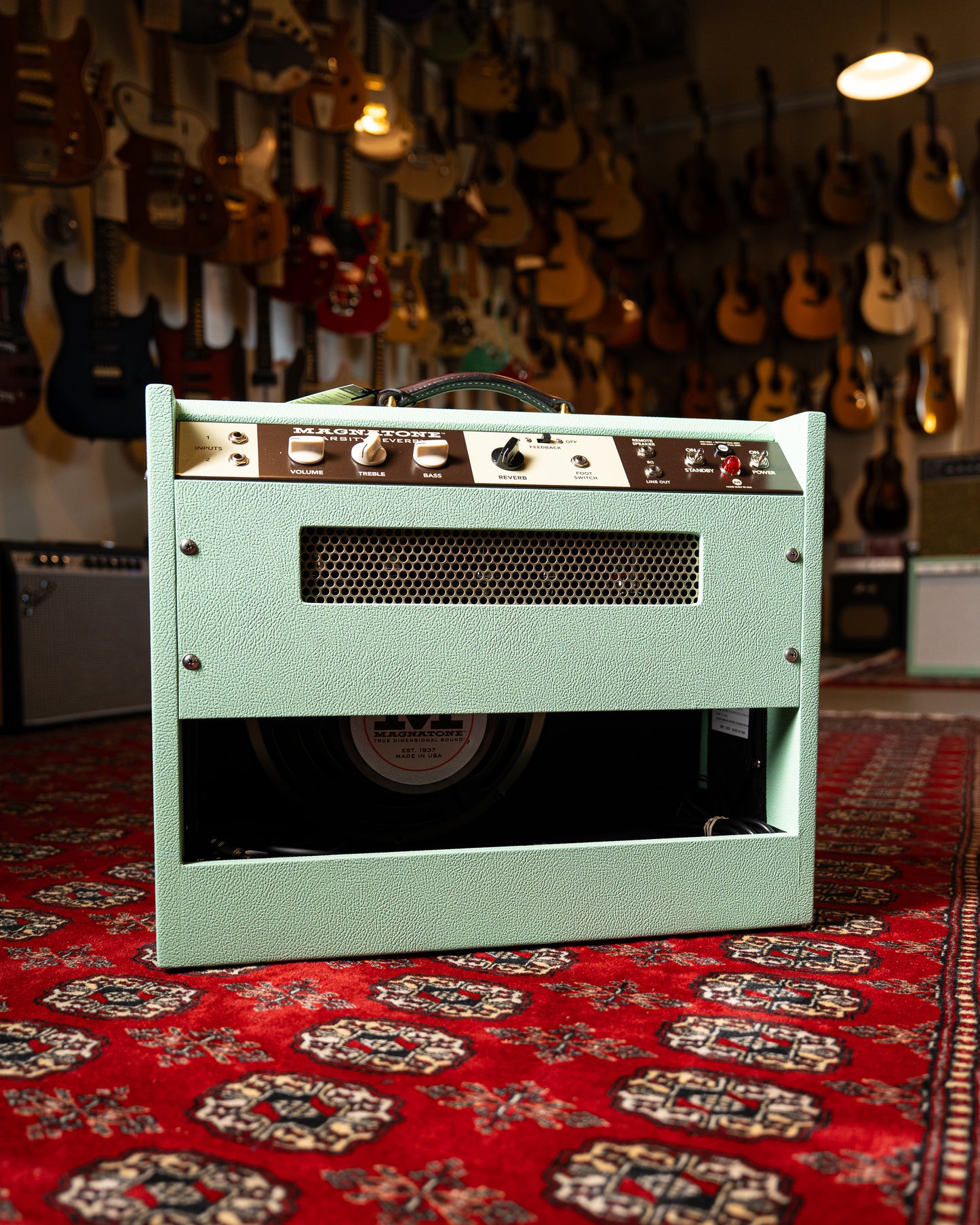 Magnatone Varsity Reverb 15w 1x12" Tube Guitar Amp Combo - Custom Seafoam Green w/ White Sparkle Grille