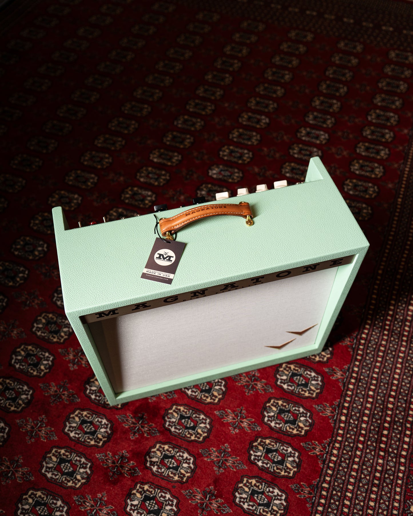 Magnatone Panoramic Stereo 12w + 12+ 2x10" Tube Guitar Amp Combo - Custom Seafoam Green w/ White Sparkle Grille