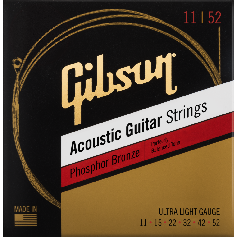 Gibson Phosphor Bronze Acoustic Guitar Strings Ultra Light Gauge (11-52)