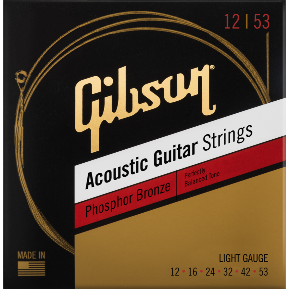 Gibson Phosphor Bronze Acoustic Guitar Strings Light Gauge (12-53)