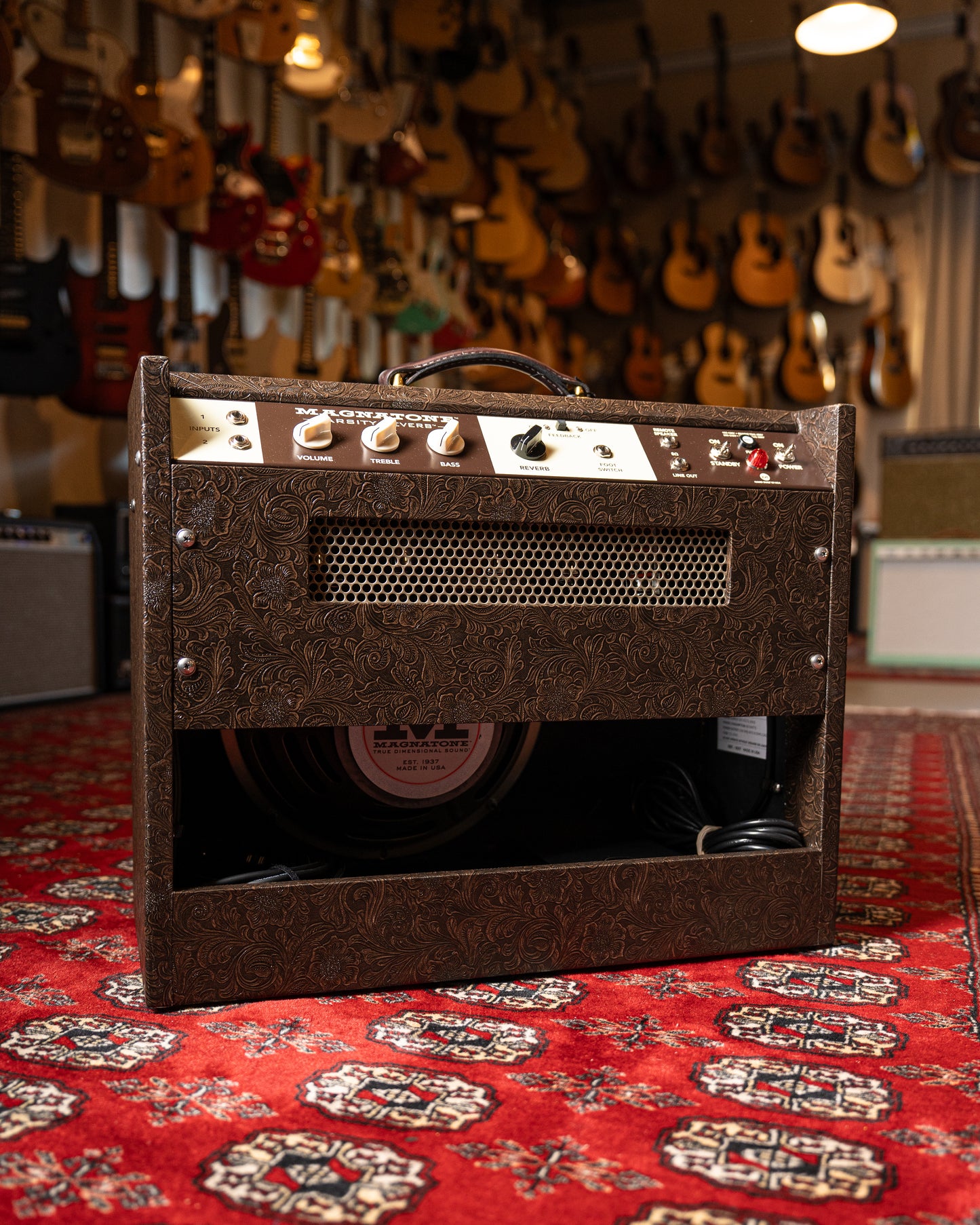 Magnatone Varsity Reverb 15w 1x12" Tube Guitar Amp Combo - Malibu Music Exclusive Brown Western Tolex w/ Gold Grille