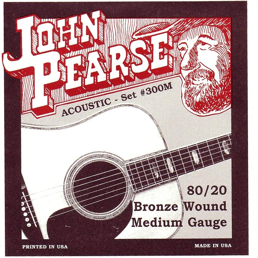 John Pearse 300M 80/20 Bronze Wound Medium Acoustic Strings - .013-.056