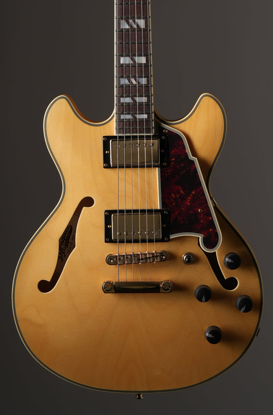 D'Angelico Deluxe Mini DC Semi-Hollow Electric Guitar - Satin Honey, w/ OHSC