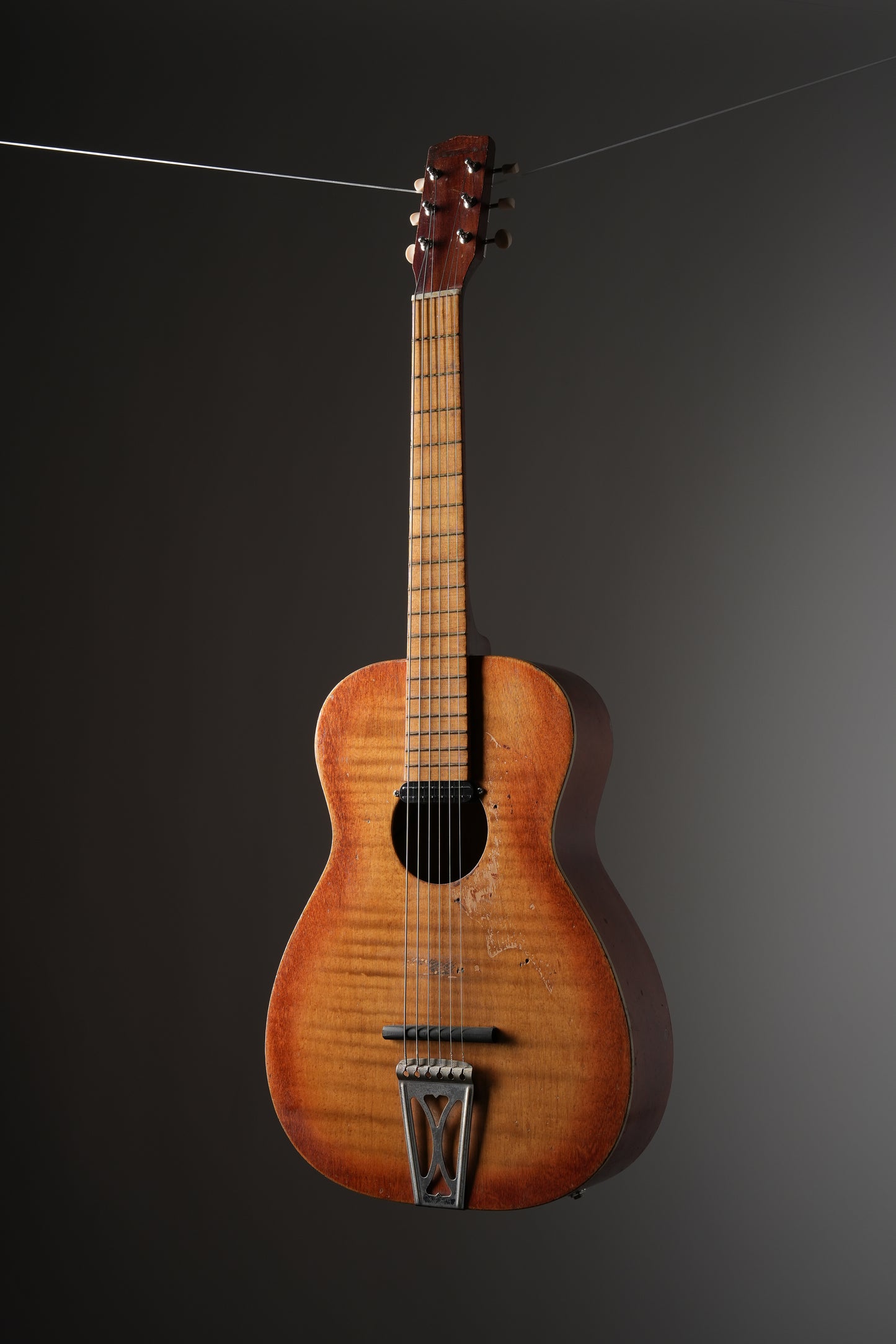 Stella (1950s or 1960s) Rubber Bridge Conversion Acoustic Electric Guitar - Natural
