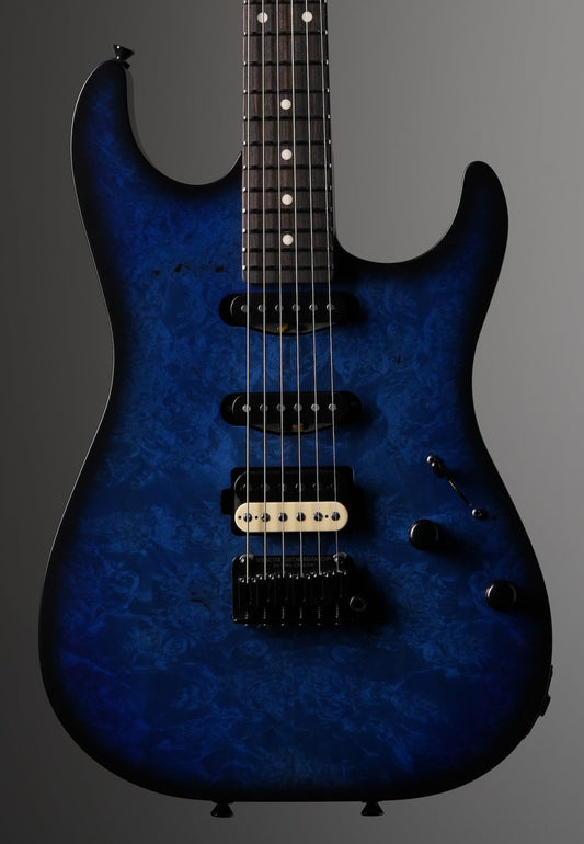 Schecter USA Custom Shop Sunset Custom II Electric Guitar - Ocean Blue Burst Burl, w/ OHSC