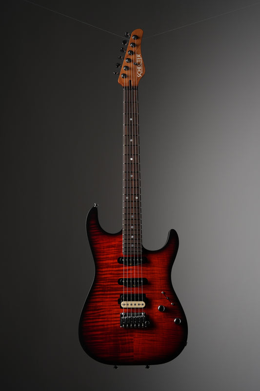 Schecter USA Custom Shop Sunset Custom II Electric Guitar - Tiger Flame Top, w/ OHSC
