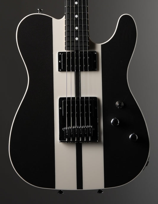 Schecter USA Custom Shop PT GT Special Electric Guitar - Black/White Racing Stripes, w/ OHSC