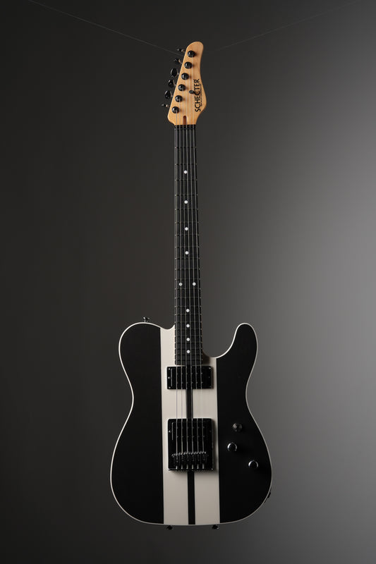 Schecter USA Custom Shop PT GT Special Electric Guitar - Black/White Racing Stripes, w/ OHSC