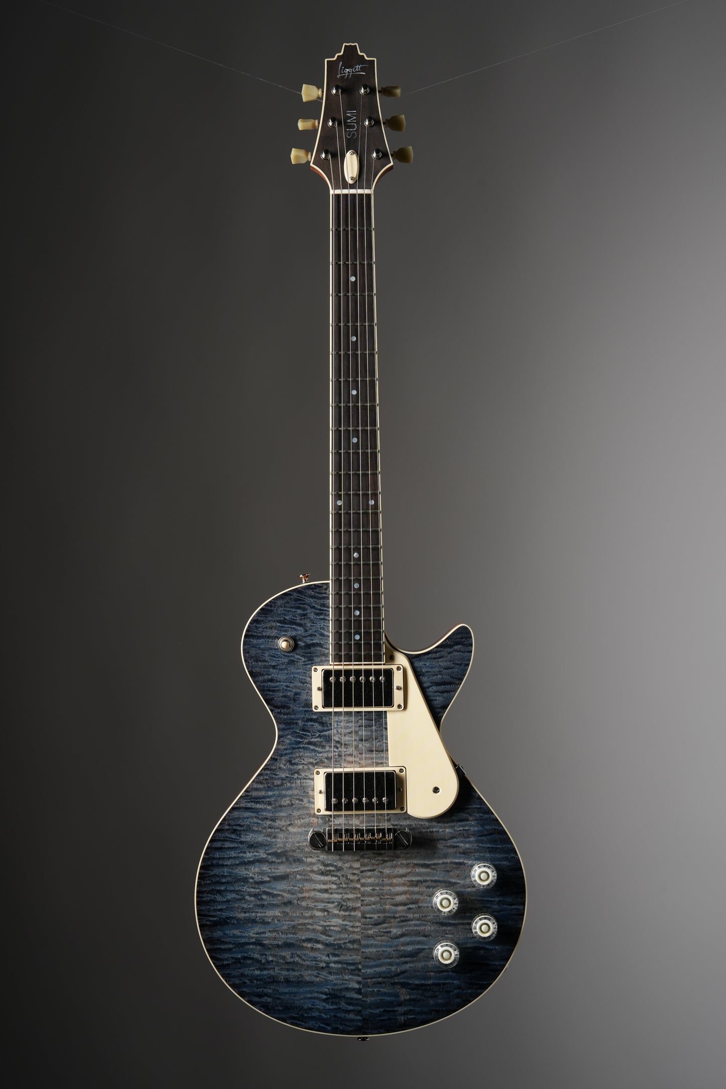 Liggett Guitars Sumi Electric Guitar - Flame Maple Top Bahama Blue, w/ OHSC