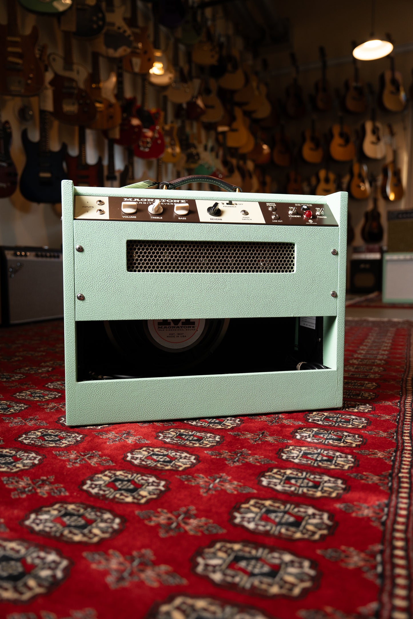 Magnatone Varsity Reverb 15w 1x12" Tube Guitar Amp Combo - Custom Seafoam Green w/ White Sparkle Grille