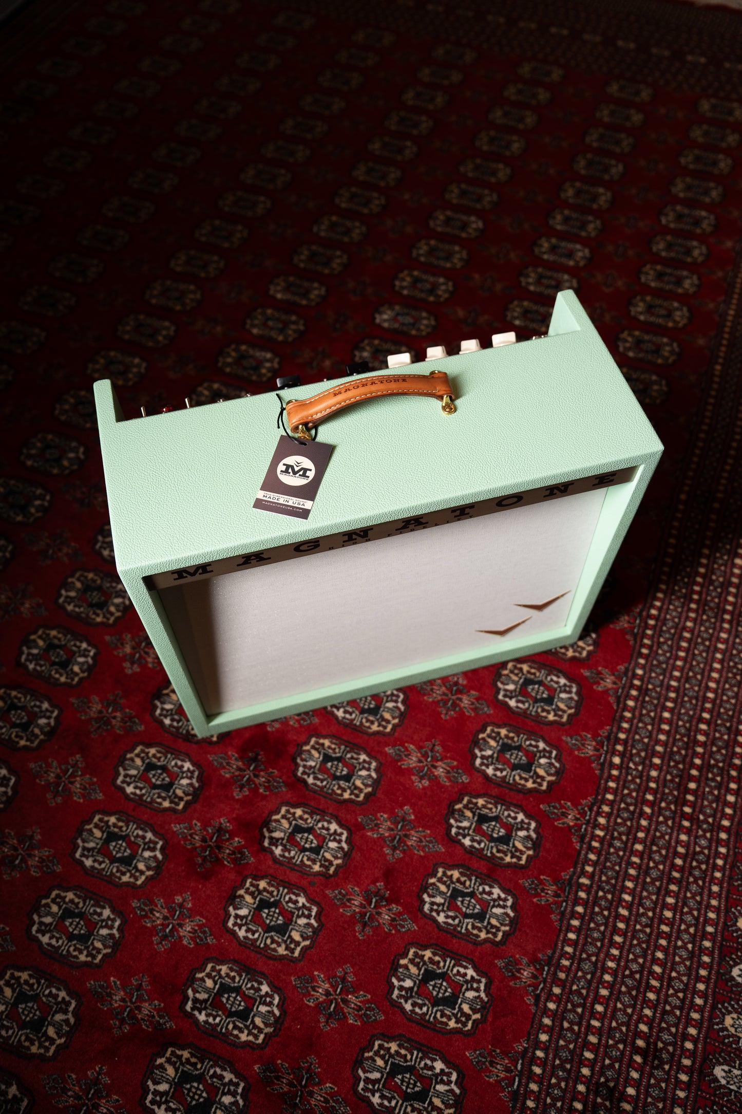 Magnatone Panoramic Stereo 12w + 12+ 2x10" Tube Guitar Amp Combo - Custom Seafoam Green w/ White Sparkle Grille