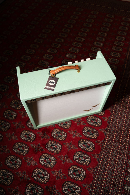 Magnatone Panoramic Stereo 12w + 12+ 2x10" Tube Guitar Amp Combo - Custom Seafoam Green w/ White Sparkle Grille